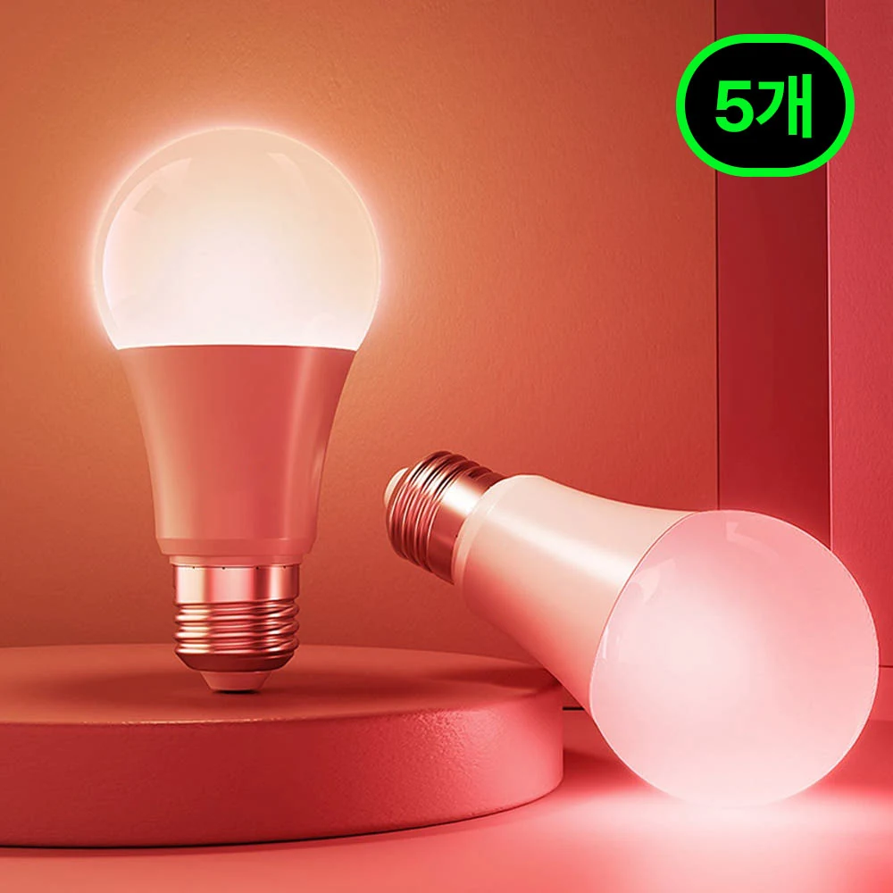 LED 스마트전구 1600만 컬러 8W IOT 조명 밝기 조절 5개 SET